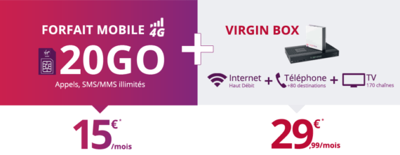Offre quadruple-play Virgin Mobile (avec forfait mobile 20 Go en série limitée)