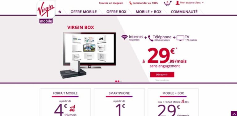 Le forfait ADSL Virgin Box en promotion à 19,99 euros par mois chez Virgin Mobile
