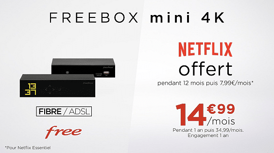 Free : tarif de la vente privée de la Freebox Mini 4k avec Netflix inclus (décembre 2019)