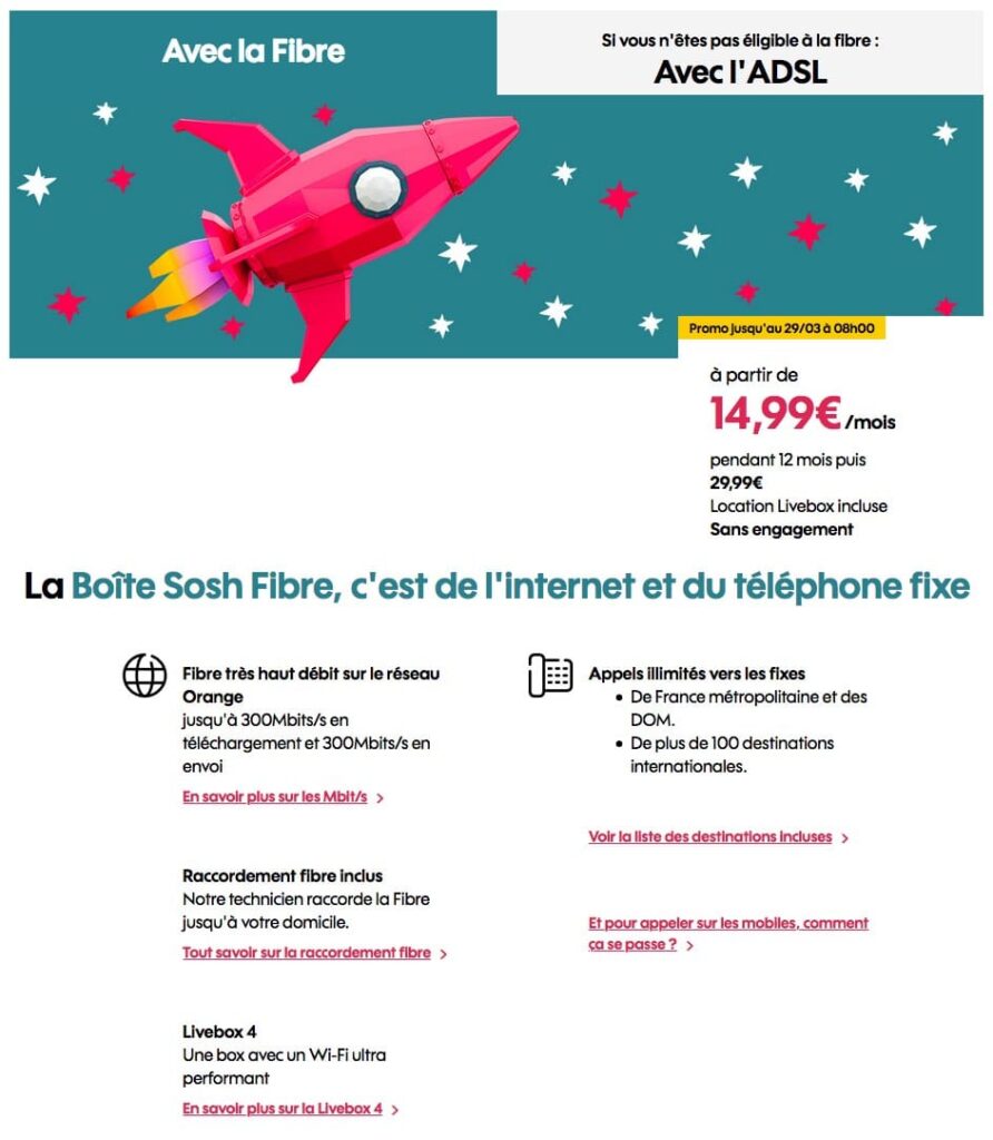 Sosh : "La Boîte Sosh", la box ADSL ou fibre optique en promotion (mars 2021)