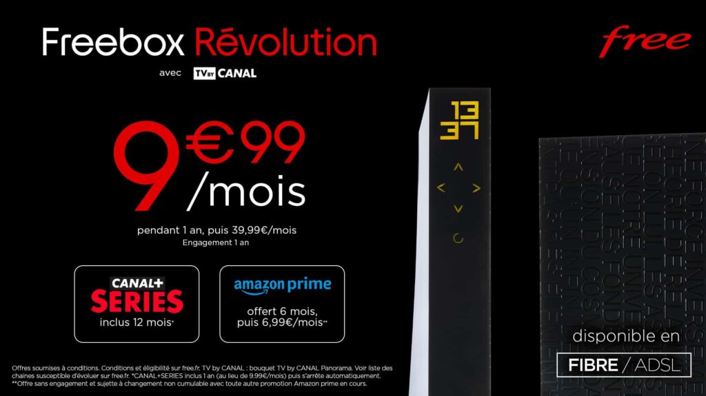 Vente privée Freebox à 9,99 euros par mois la 1e année (août 2022)